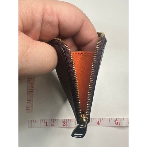 Women's Burberry Burgundy Orange Leather Zip Wallet One Size - Picture 5 of 5